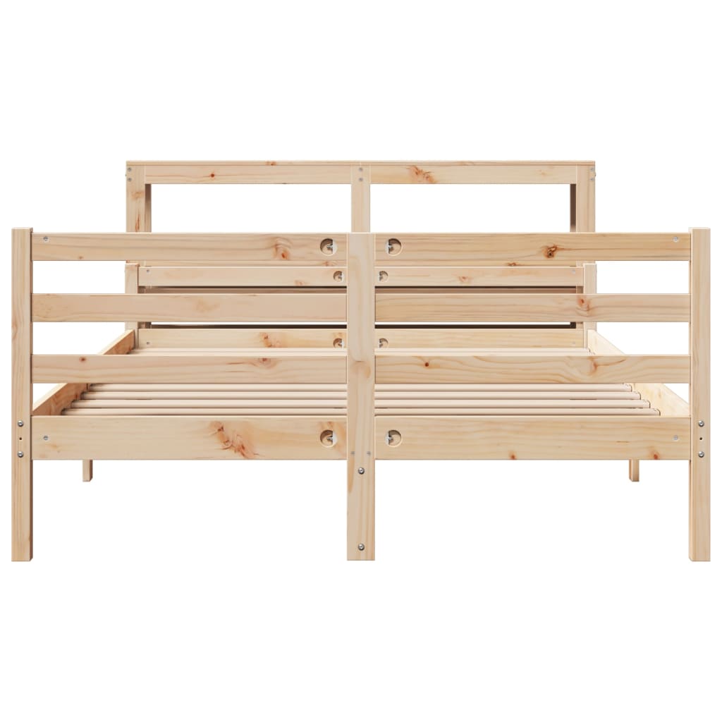 Bedframe met hoofdbord massief grenenhout 140x190 cm