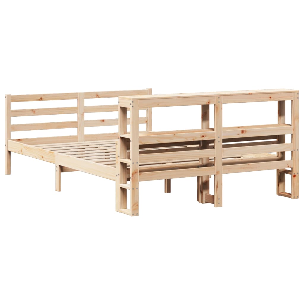 Bedframe met hoofdbord massief grenenhout 140x190 cm