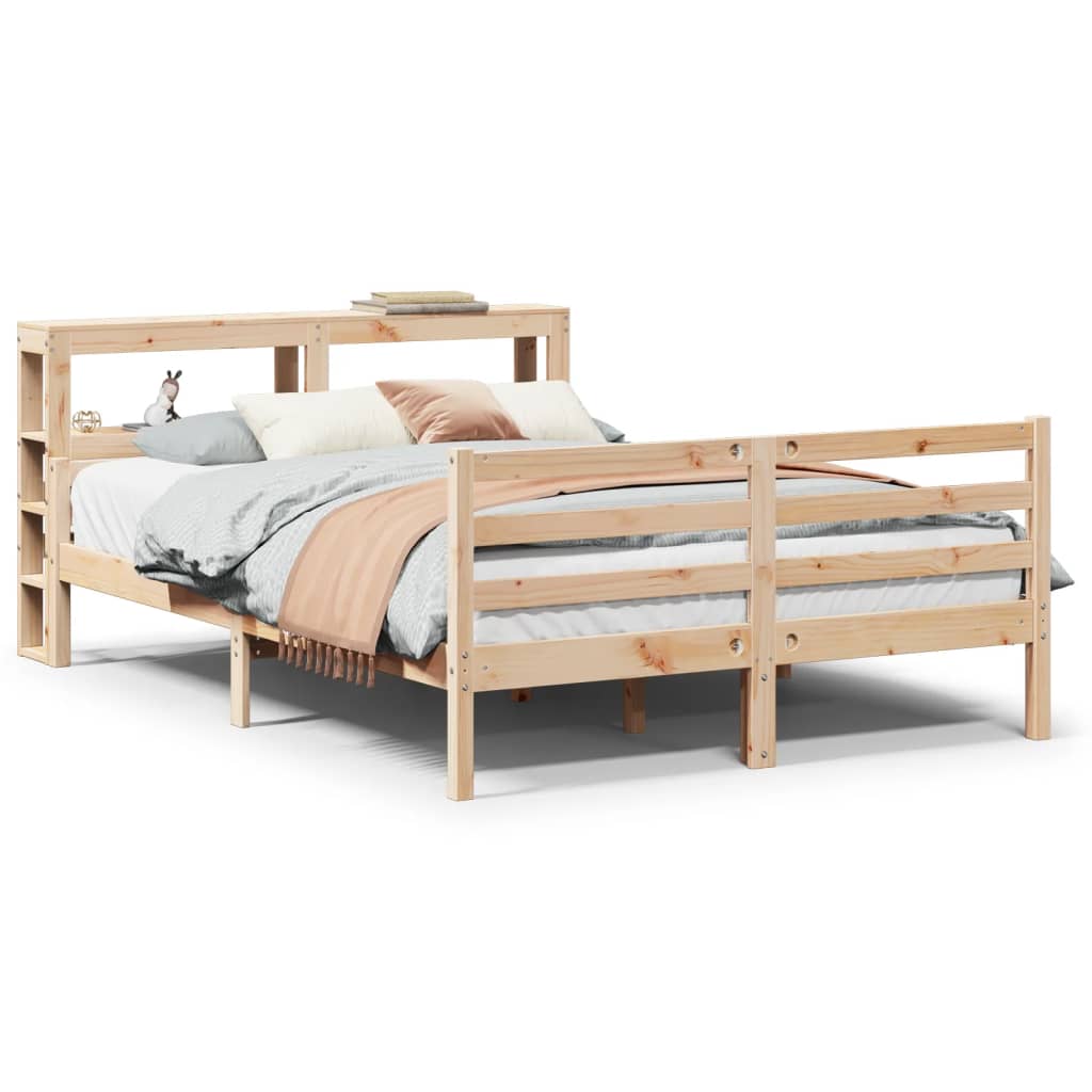 Bedframe met hoofdbord massief grenenhout 140x190 cm