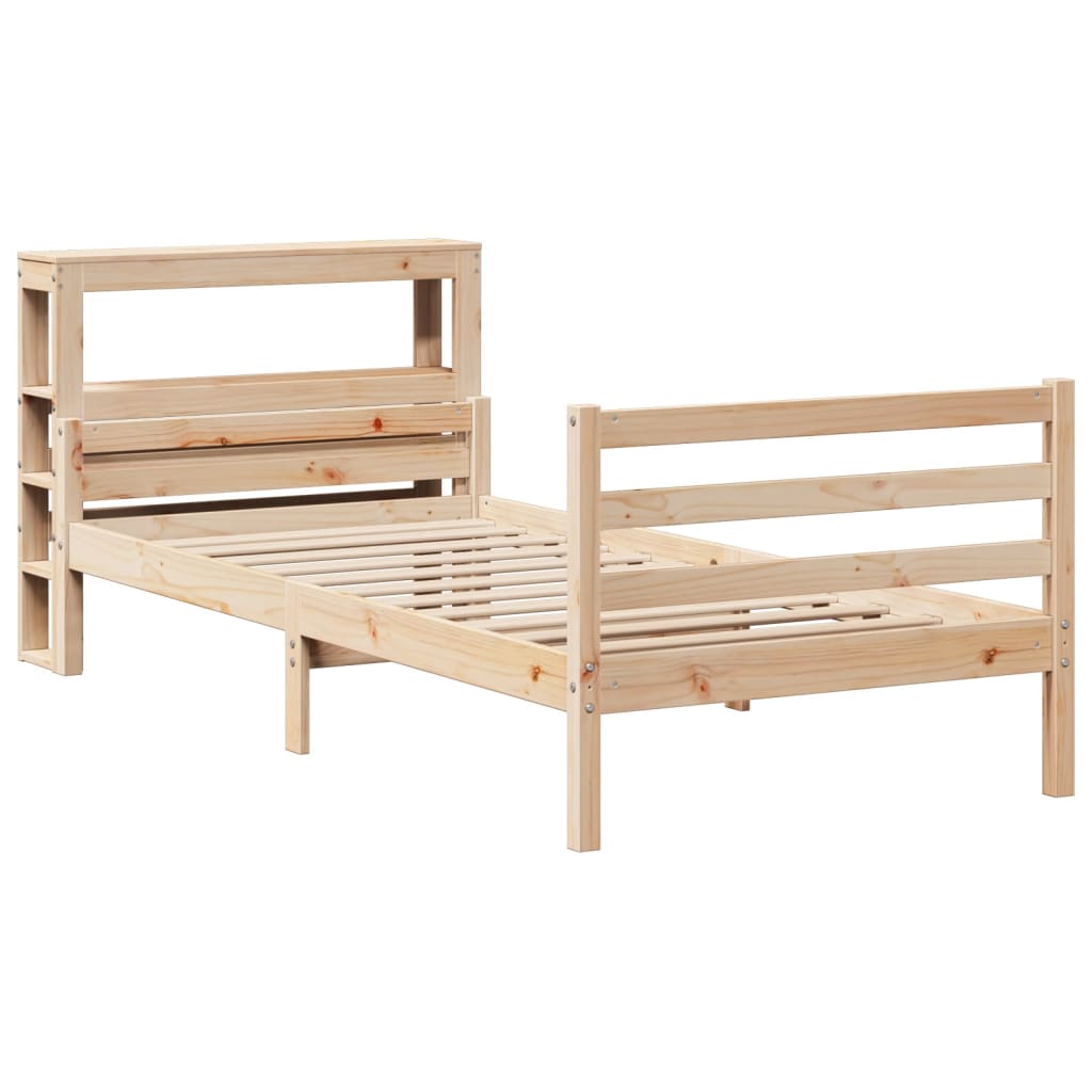 Bedframe met hoofdbord massief grenenhout 90x200 cm