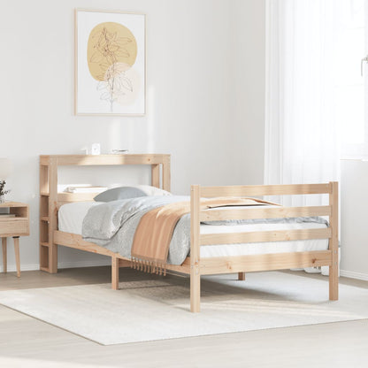Bedframe met hoofdbord massief grenenhout 90x200 cm