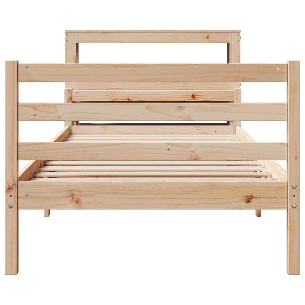 Bedframe met hoofdbord massief grenenhout 90x200 cm