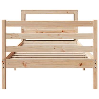 Bedframe met hoofdbord massief grenenhout 90x200 cm