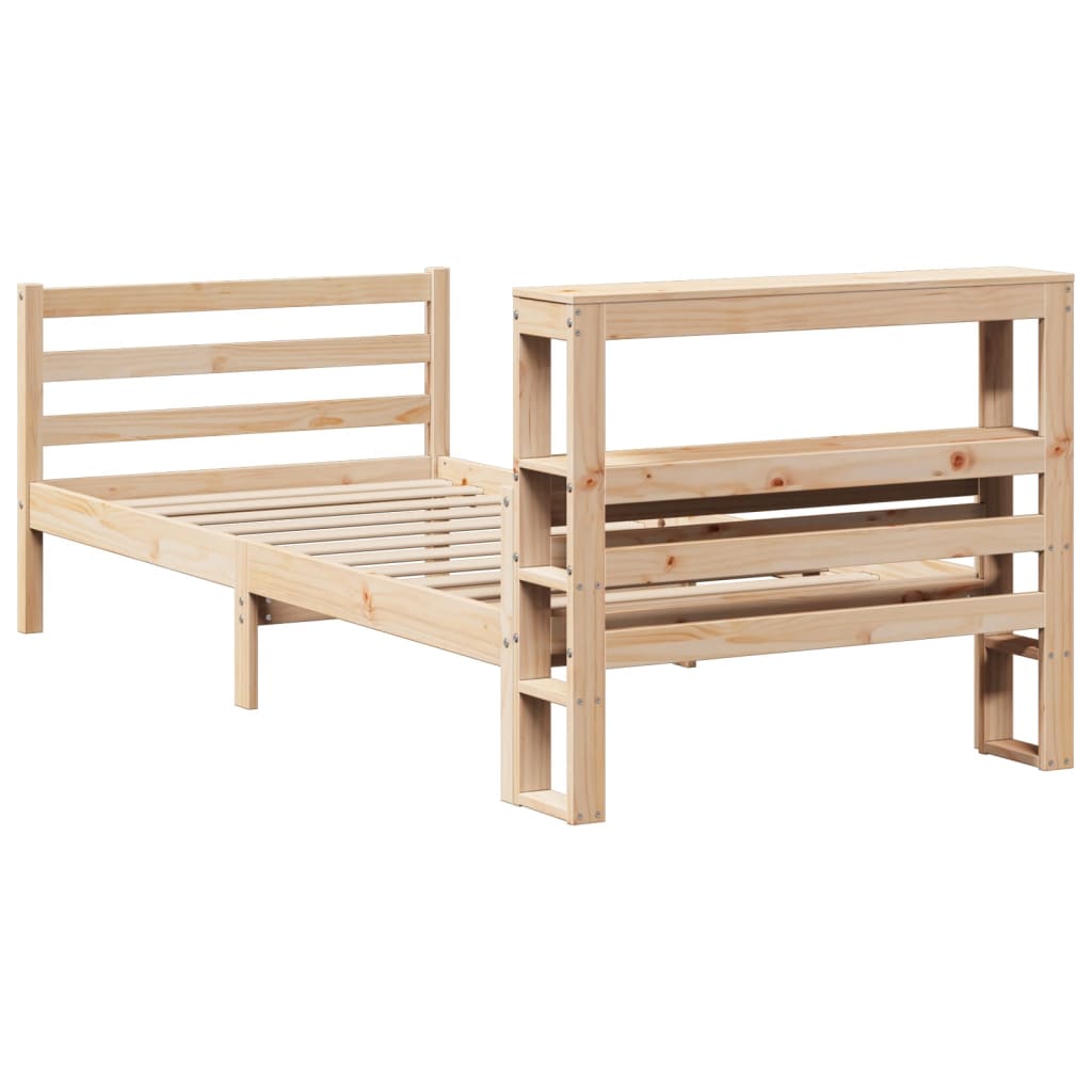 Bedframe met hoofdbord massief grenenhout 90x200 cm
