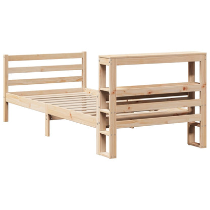 Bedframe met hoofdbord massief grenenhout 90x200 cm