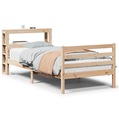 Bedframe met hoofdbord massief grenenhout 90x200 cm