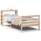 Bedframe met hoofdbord massief grenenhout 100x200 cm