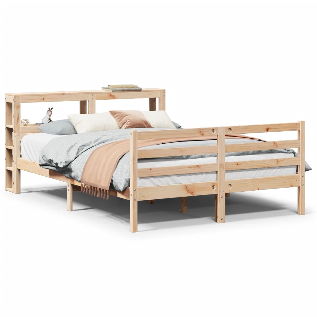Bedframe met hoofdbord massief grenenhout 150x200 cm