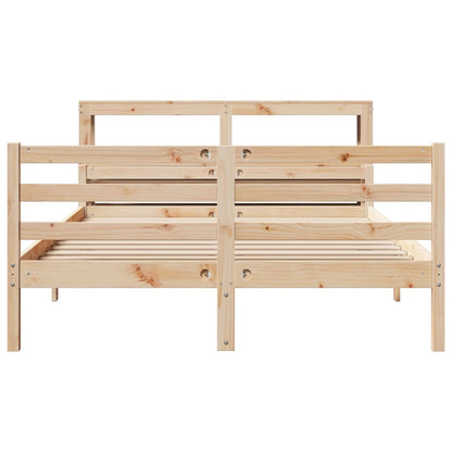 Bedframe met hoofdbord massief grenenhout 150x200 cm
