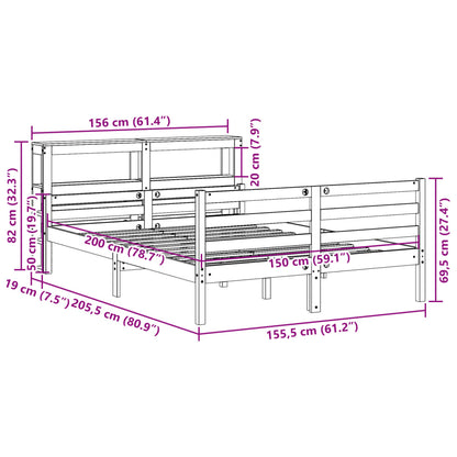 Bedframe met hoofdbord massief grenenhout 150x200 cm
