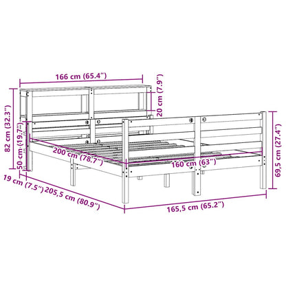 Bedframe met hoofdbord massief grenenhout 160x200 cm