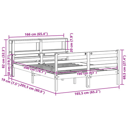 Bedframe met hoofdeinde zonder matras 160x200 cm wit
