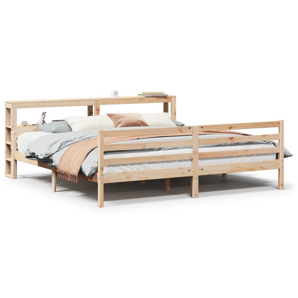 Bedframe Met Hoofdbord Massief Grenenhout 200 x 200 cm Naturel