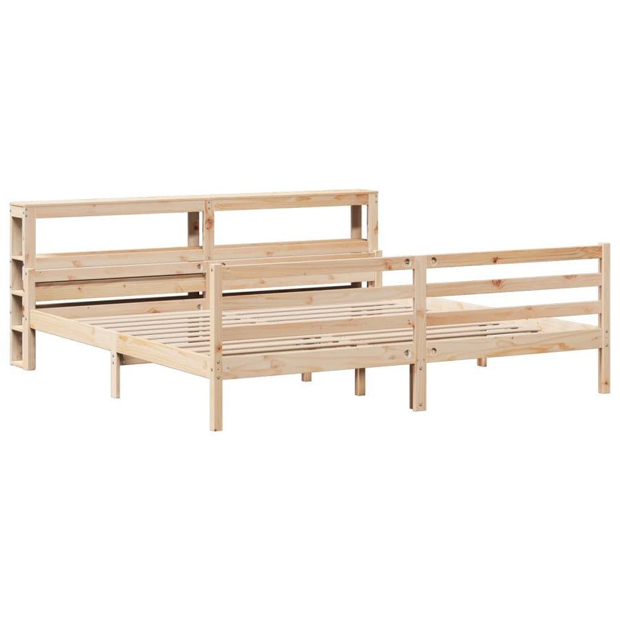 Bedframe Met Hoofdbord Massief Grenenhout 200 x 200 cm Naturel