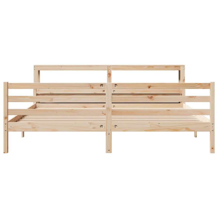 Bedframe Met Hoofdbord Massief Grenenhout 200 x 200 cm Naturel