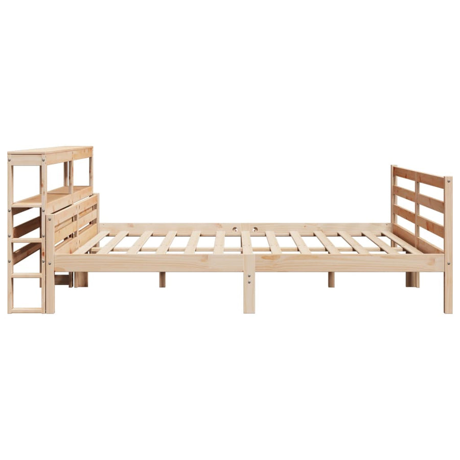 Bedframe Met Hoofdbord Massief Grenenhout 200 x 200 cm Naturel