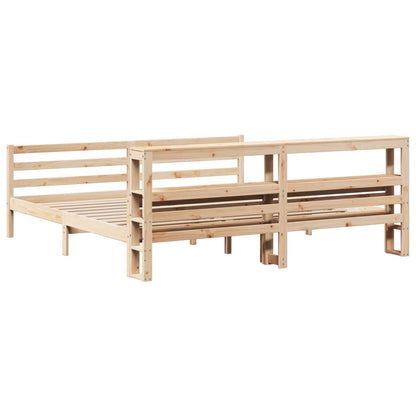 Bedframe Met Hoofdbord Massief Grenenhout 200 x 200 cm Naturel