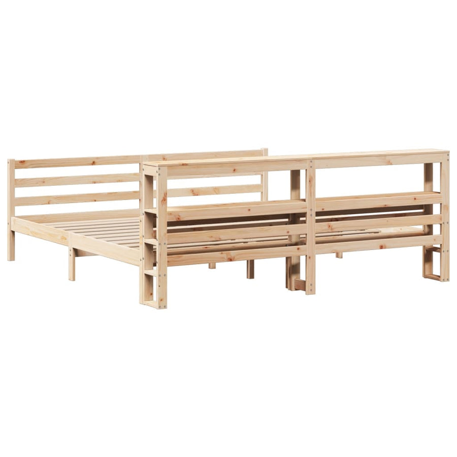 Bedframe Met Hoofdbord Massief Grenenhout 200 x 200 cm Naturel