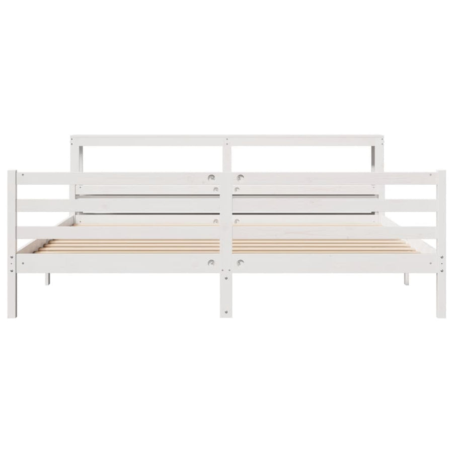 Bedframe met hoofdbord massief grenenhout wit 200x200 cm