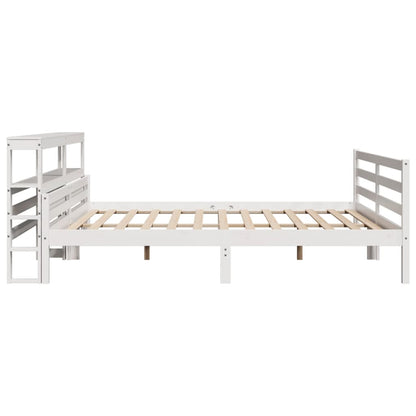 Bedframe met hoofdbord massief grenenhout wit 200x200 cm