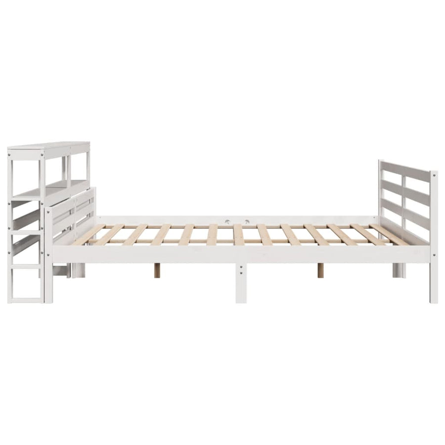 Bedframe met hoofdbord massief grenenhout wit 200x200 cm