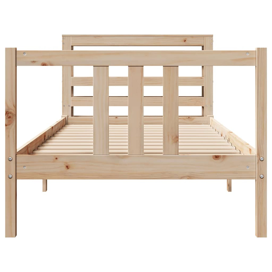 Bedframe met hoofdbord massief grenenhout 75x190 cm