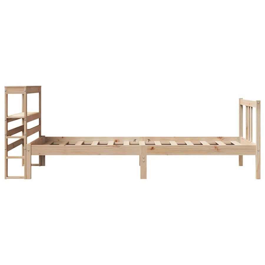 Bedframe met hoofdbord massief grenenhout 75x190 cm