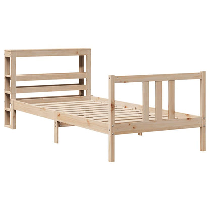 Bedframe met hoofdbord massief grenenhout 90x190 cm