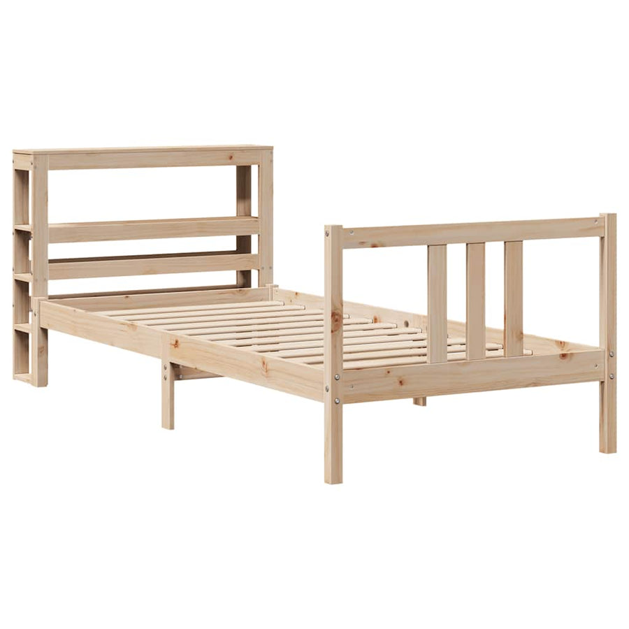 Bedframe met hoofdbord massief grenenhout 90x190 cm