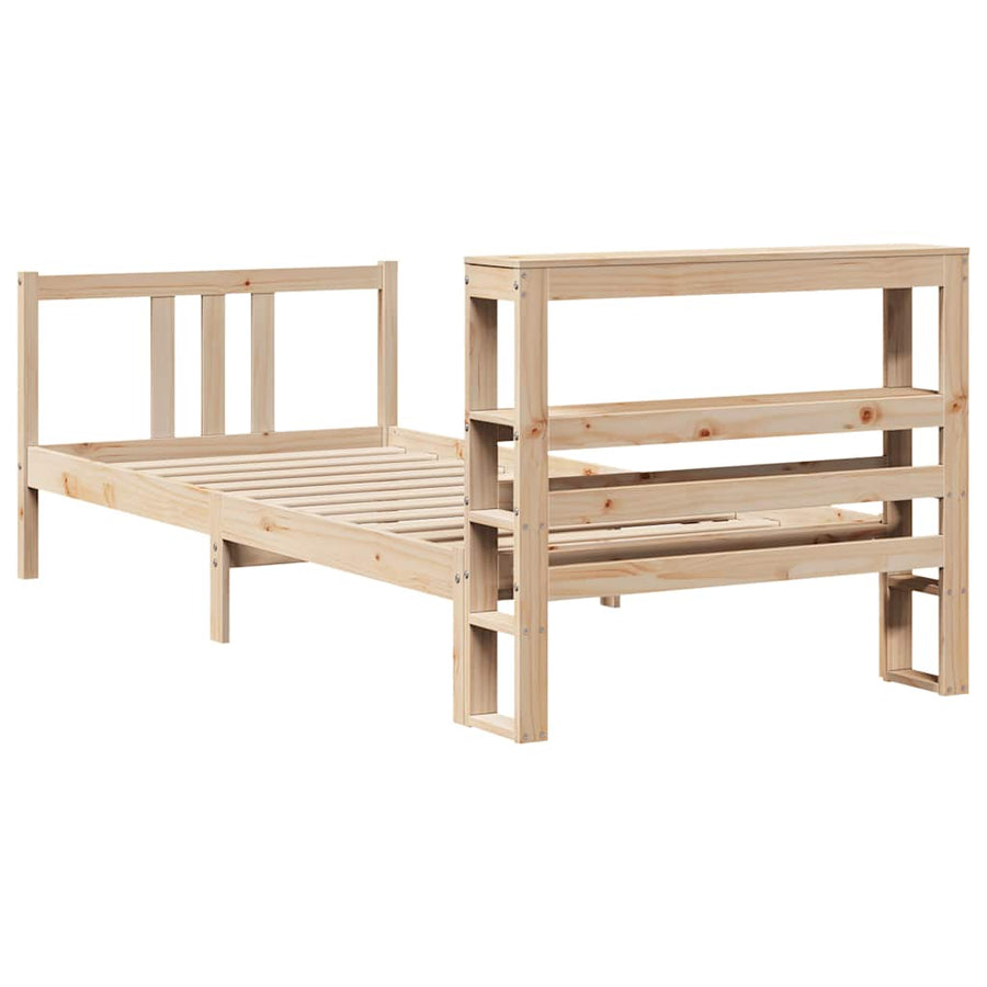Bedframe met hoofdbord massief grenenhout 90x190 cm