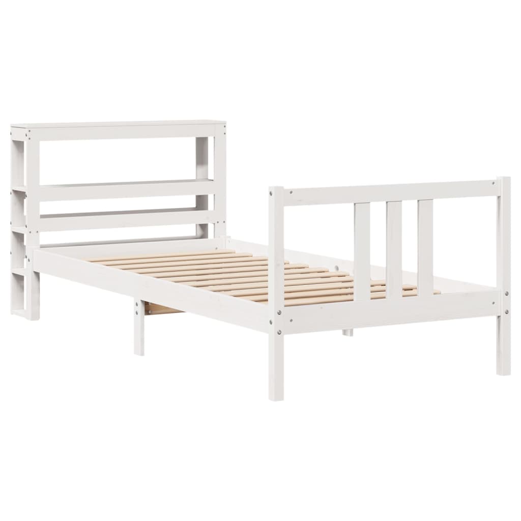 Bedframe Met Hoofdeinde Zonder Matras 90 x 200 cm Wit