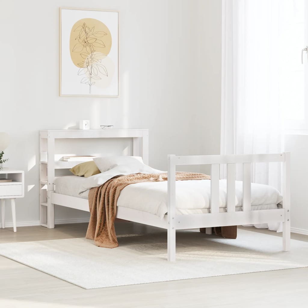 Bedframe Met Hoofdeinde Zonder Matras 90 x 200 cm Wit