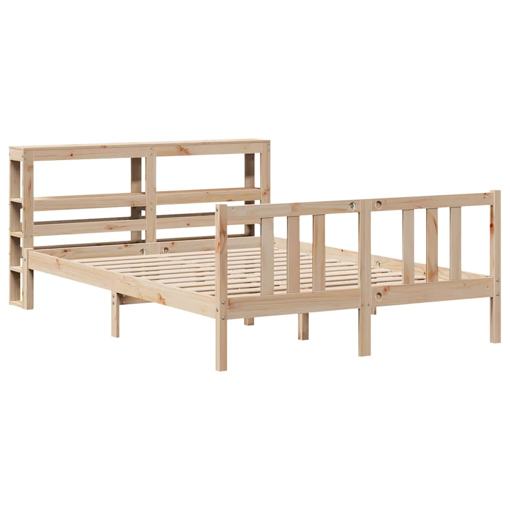 Bedframe met hoofdbord massief grenenhout 120x200 cm