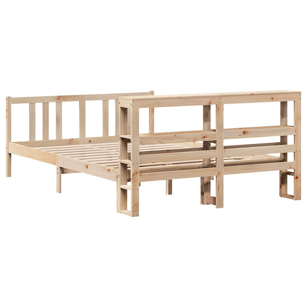 Bedframe met hoofdbord massief grenenhout 120x200 cm