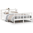 Bedframe met hoofdbord massief grenenhout wit 160x200 cm