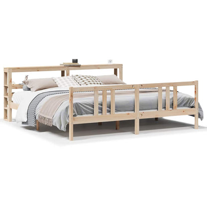Bedframe met hoofdbord massief grenenhout 200x200 cm