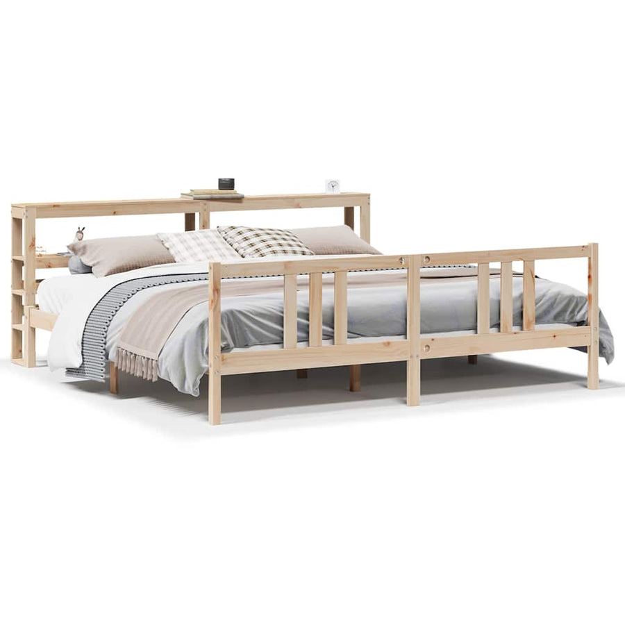 Bedframe met hoofdbord massief grenenhout 200x200 cm