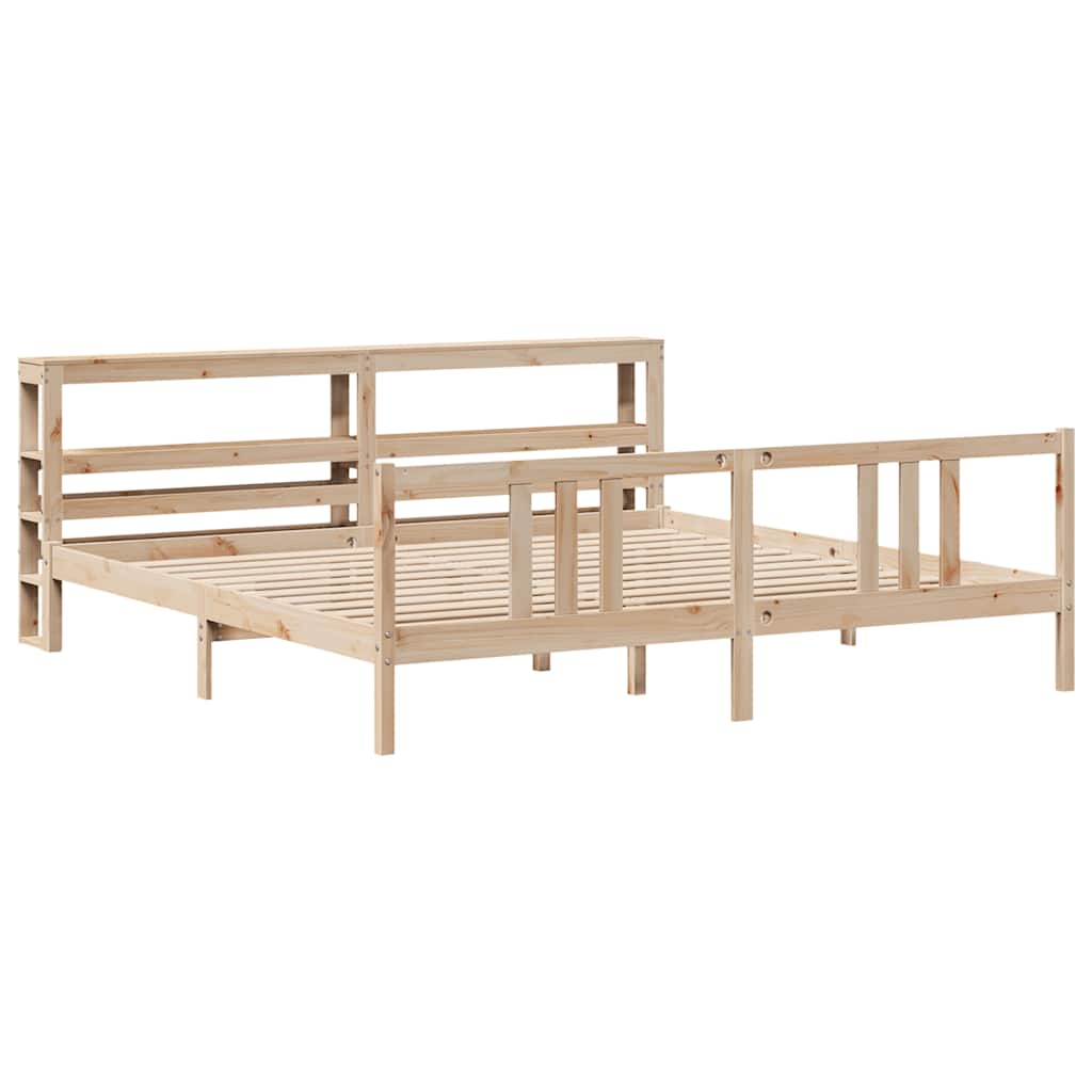 Bedframe met hoofdbord massief grenenhout 200x200 cm