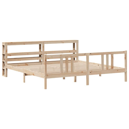 Bedframe met hoofdbord massief grenenhout 200x200 cm