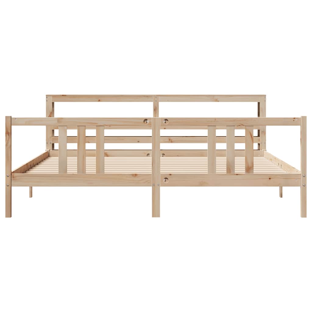 Bedframe met hoofdbord massief grenenhout 200x200 cm