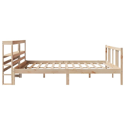 Bedframe met hoofdbord massief grenenhout 200x200 cm