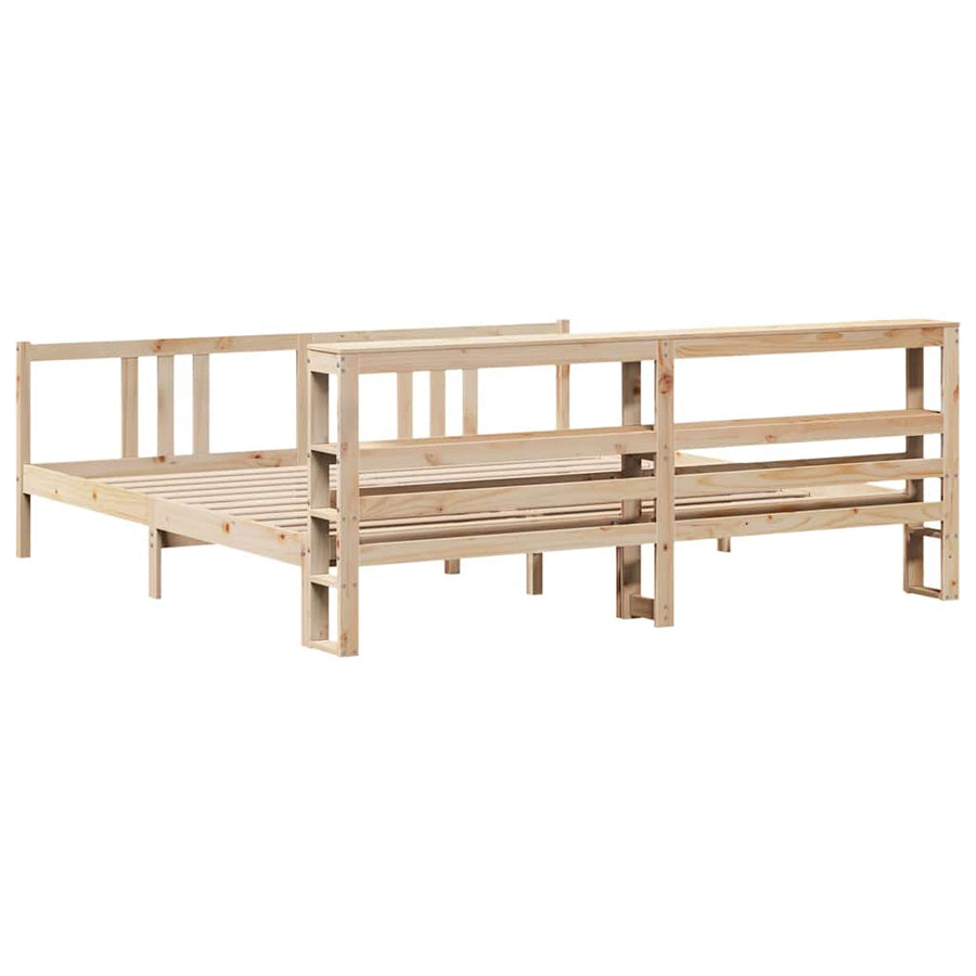 Bedframe met hoofdbord massief grenenhout 200x200 cm