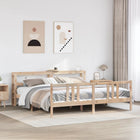 Bed frame with headboard solid pine wood 200x200 cm