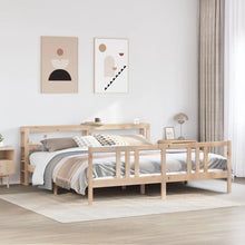 Bedframe met hoofdbord massief grenenhout 200x200 cm