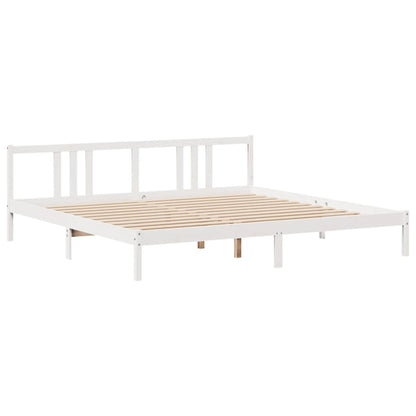 Bedframe met hoofdbord massief grenenhout wit 200x200 cm