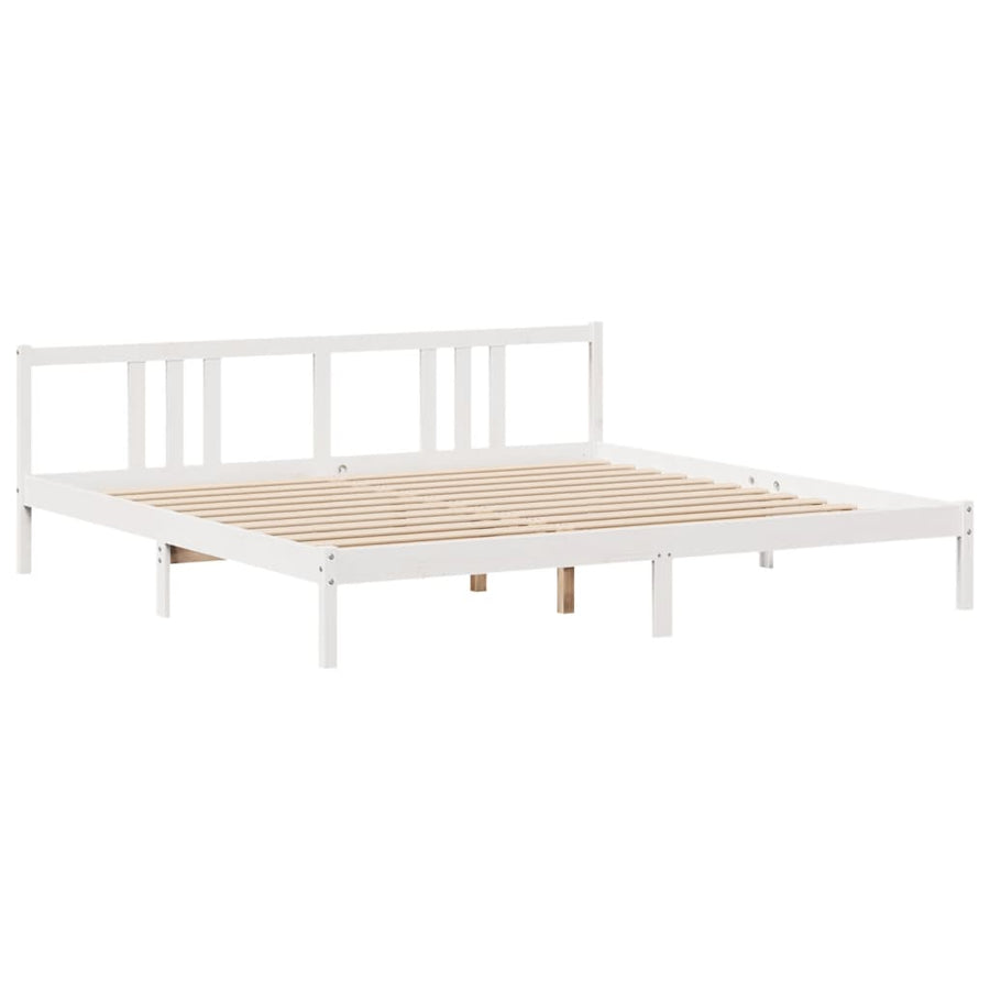 Bedframe met hoofdbord massief grenenhout wit 200x200 cm