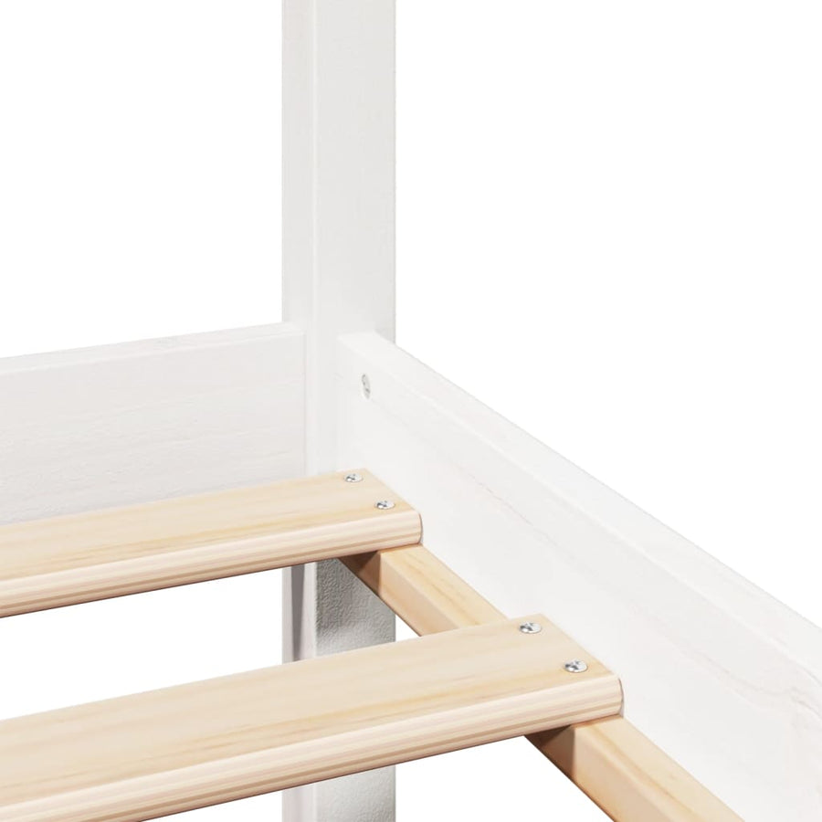 Bedframe met hoofdbord massief grenenhout wit 200x200 cm