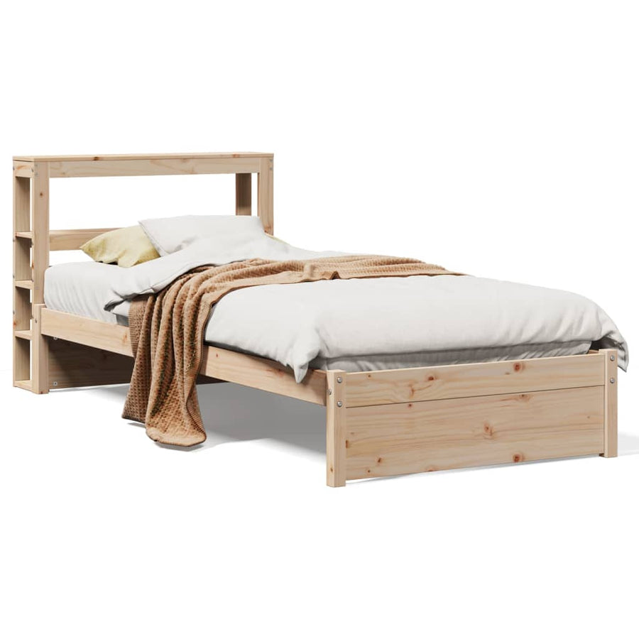 Bedframe met hoofdbord massief grenenhout 75x190 cm