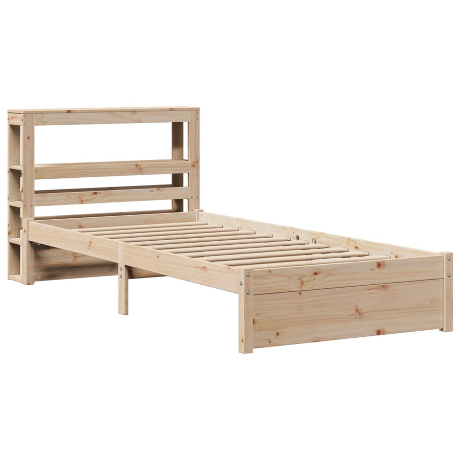 Bedframe met hoofdbord massief grenenhout 75x190 cm
