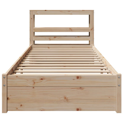 Bedframe met hoofdbord massief grenenhout 75x190 cm